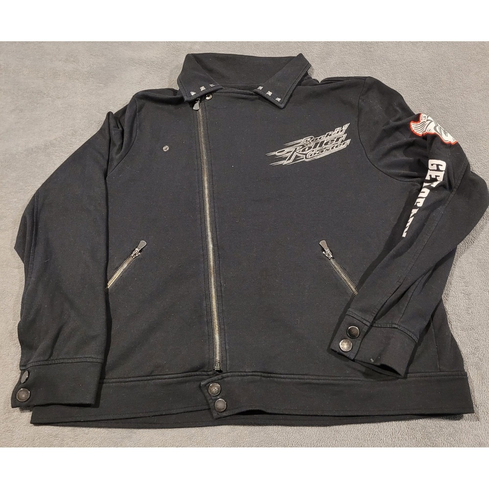 Disney Parks Rock 'n' Roller Coaster Black Moto Jacket Studded XXL